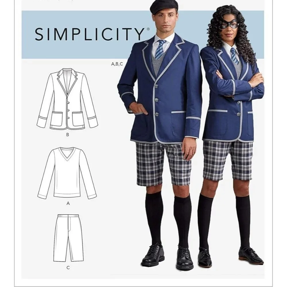 Simplicity Sewing Pattern 9094 Unisex Adult School Uniform Cosplay Costume 44-52